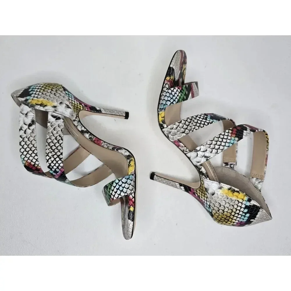 Antonio Melani Verene Snakeskin Sandals Multicolor Strappy Heels 7M Shoes